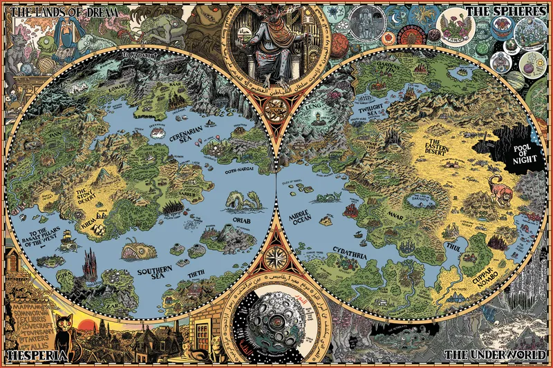 Mapa de Las tierras del sueño (Lovecraft, 1932)