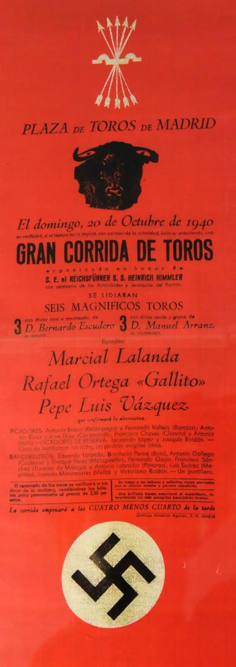 Gran Corrida de toros, Madrid, 1940